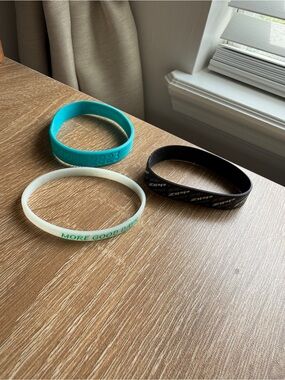 Teal, White and Black Silicone Wristband Set